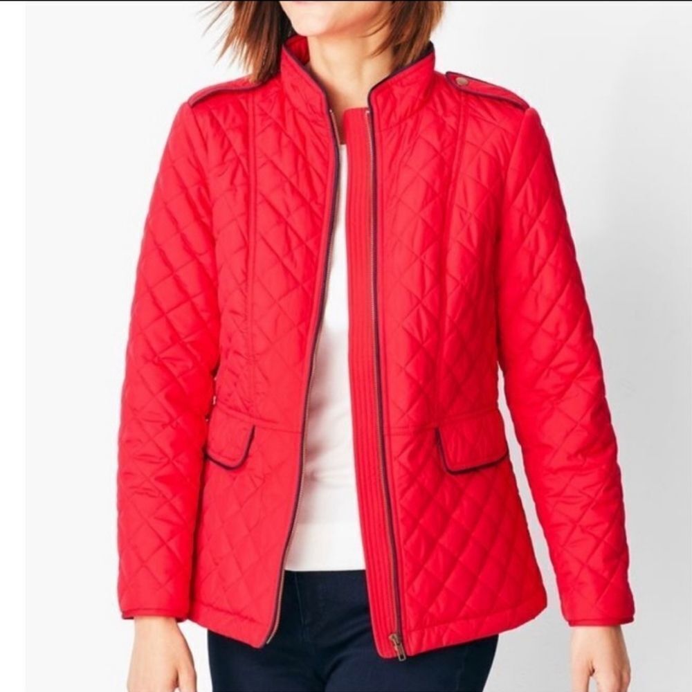 TALBOTS Diamond Quilted Military Jacket XL
